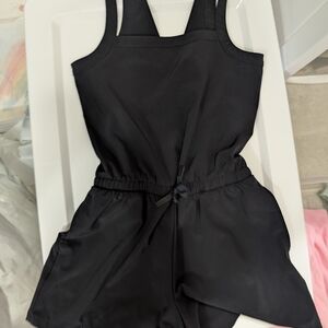 All in Motion Black Jumpsuit with Square Neckline and Self-Tie Waist